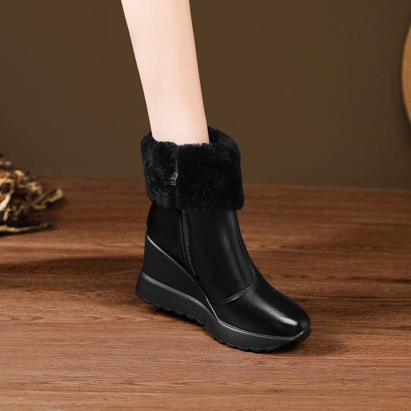 8.5cm真皮厚底复古马丁靴女秋冬季新款羊毛里增高百搭英伦风短靴,女鞋,马丁靴,淘宝优惠券,粉丝福利购,淘宝优惠卷