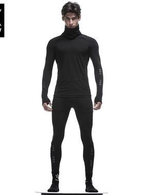 诺凡希春冬打底衫男长袖黑色高领潮牌紧身潮流青年上衣长裤套装男