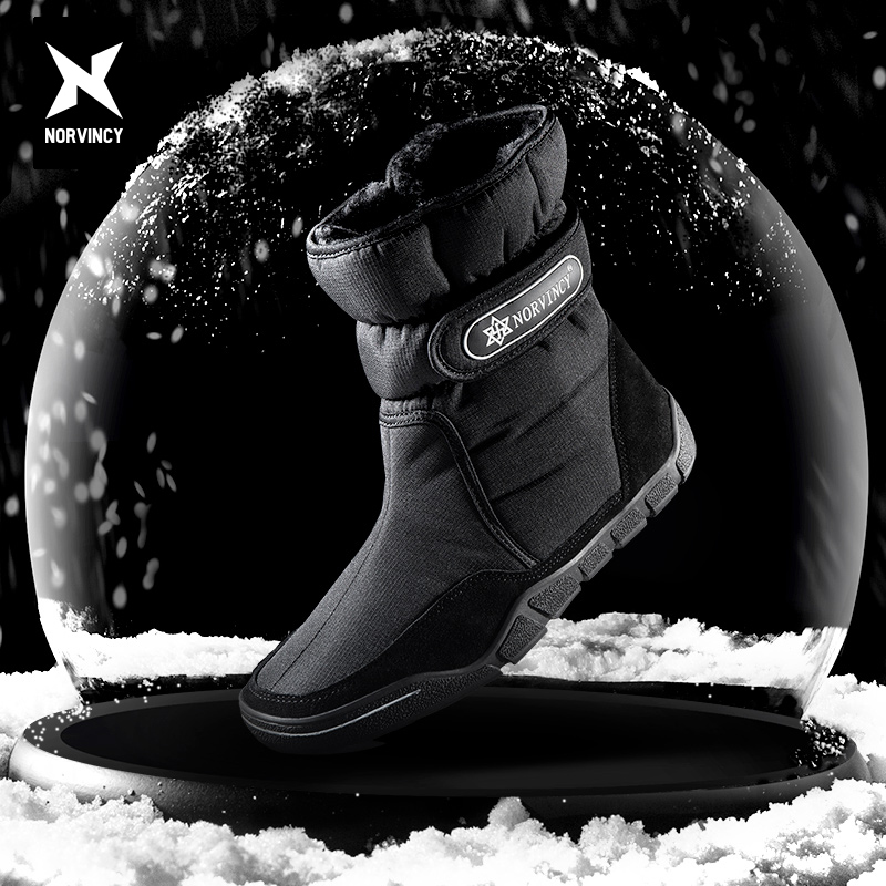 英伦风纯黑色秋冬季短筒雪地靴