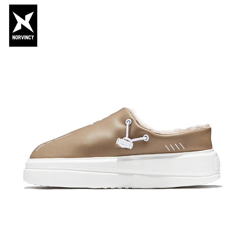 诺凡希冬季加厚加绒增高简约棉拖