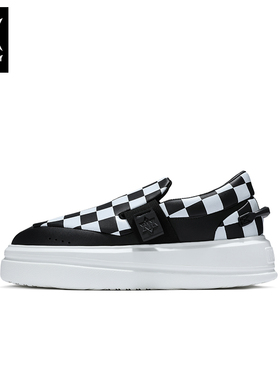 诺凡希冬季新款黑白格子休闲鞋厚底增高防滑百搭一脚蹬板鞋情侣款
