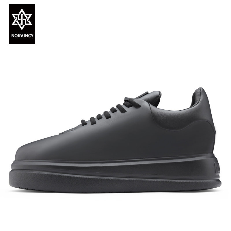 诺凡希 纯色软弹厚底小白鞋女情侣款百搭低帮潮流增高休闲板鞋男