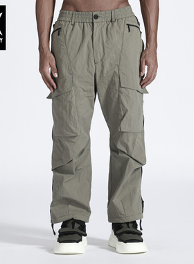NORVINCY/诺凡希男式户外运动休闲裤宽松潮牌百搭灰色直筒工装裤