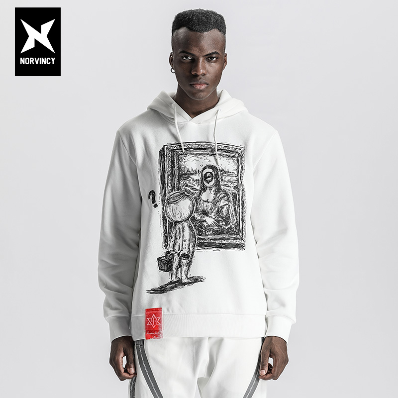 诺凡希个性图案原创白色情侣卫衣