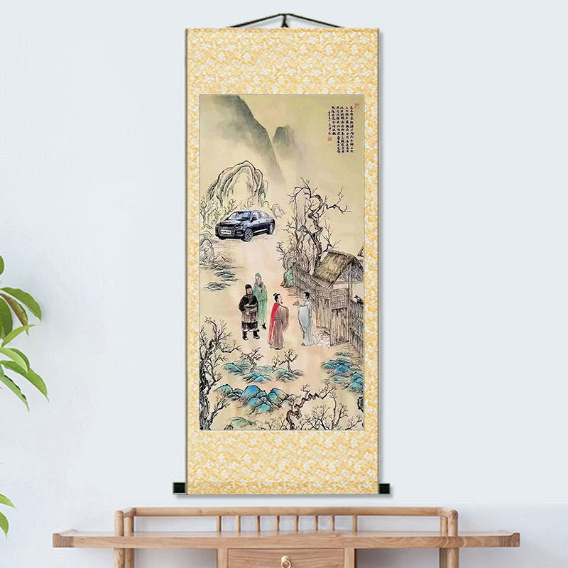 三顾茅庐挂画恶搞虎啸山林开汽车奥之旅搞笑三国背景墙新中装饰画