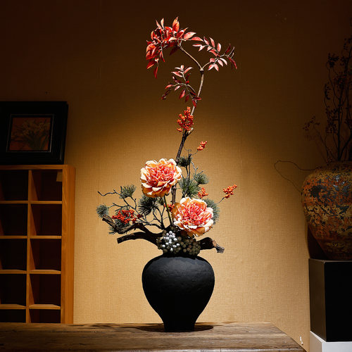 新中式陶瓷花瓶摆件禅意宋式高挑创意插花家居玄关民宿酒店装饰品