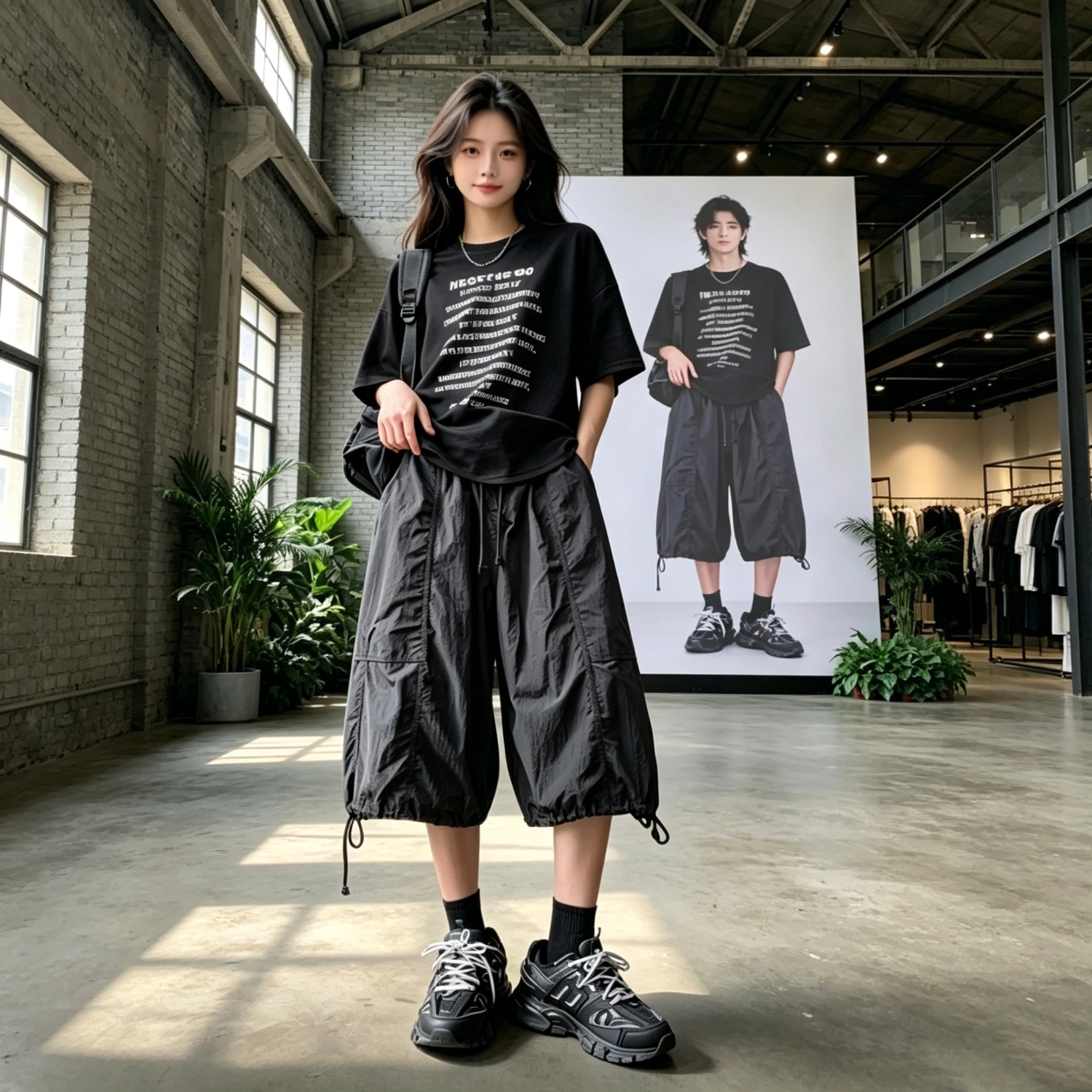 美式夏季薄款宽松工装七分裤