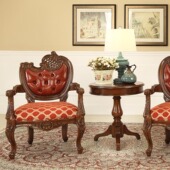 别墅古典家具简欧纯实木FW93 欧式 美式 5休闲椅沙发椅小圆茶几