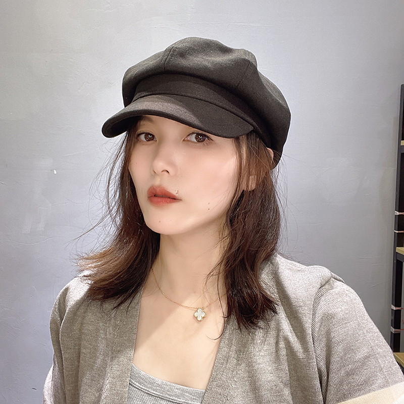 毛呢八角帽出游休闲女秋冬