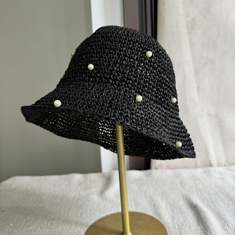 帽子女夏天洋气珍珠手工草帽遮脸防晒渔夫帽出游逛街防紫外线盆帽,服饰配件/皮带/帽子/围巾,帽子,淘宝优惠券,粉丝福利购,淘宝优惠卷
