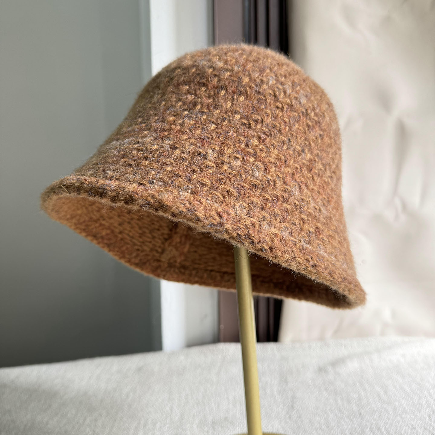 出韩国款灰色马卡龙色大头围水桶帽子女秋冬时尚百搭显脸小渔夫帽