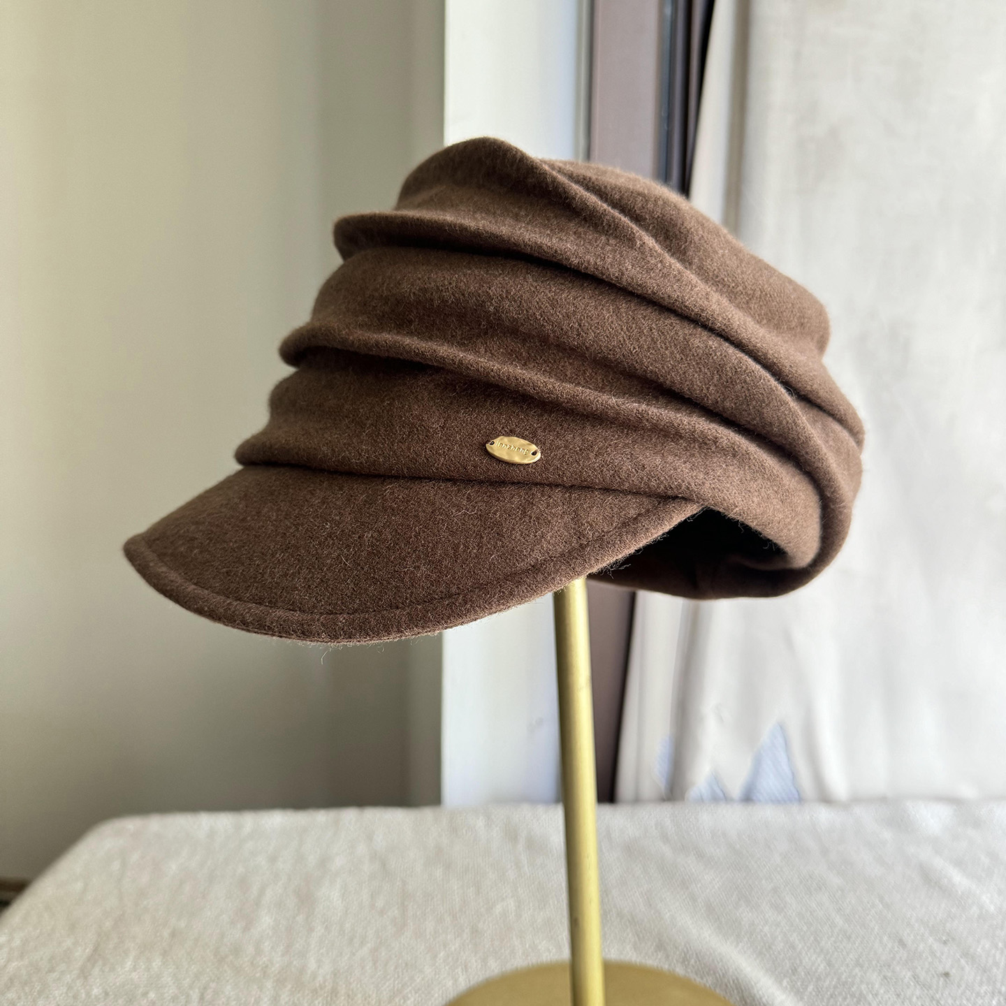 黑色羊毛褶皱八角帽子女秋冬复古百搭报童帽显气质黑色画家帽日系