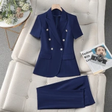 通勤职业女装工作服西装短袖春夏季新款高级感气质小个子西服套装