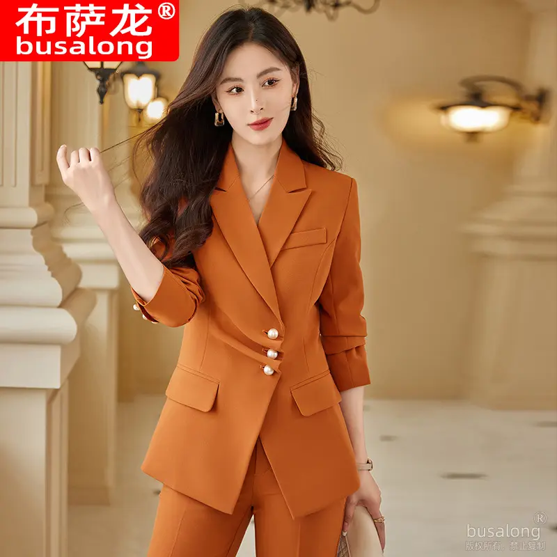 2025新款布萨龙女长袖职业西服长裤正式套装面试销售工作服816