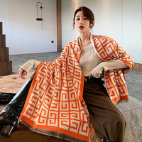 A new Korean double-sided checkered air-conditioned shawl for women in autumn and winter, versatile, warm and thick scarf cape thumbnail 8