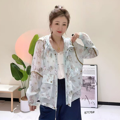 大码女装夏季长袖防晒衣外套