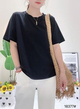 大码女装小个子短款纯色T恤