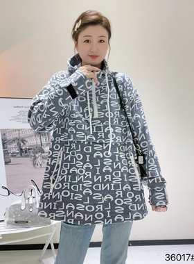 金影奇2025秋季新款长袖卫衣女宽松大码女装字母印花女外套36017