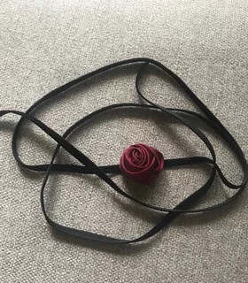现货暗黑黑丝绒酒红INS红玫瑰