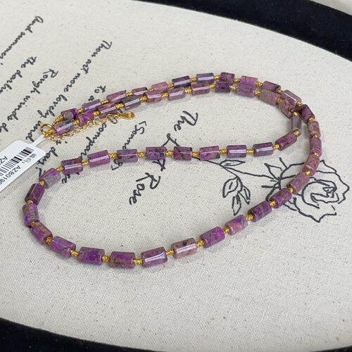 南非舒俱来桃红直切桶珠项链s925/45cm（曙雀）AZB14248