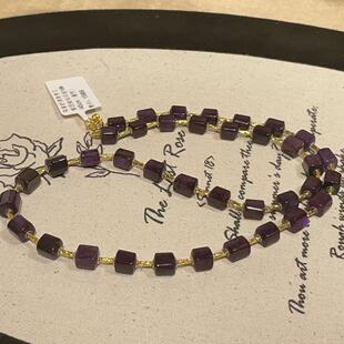 AZB10080 墨然 南非舒俱来帝王紫四棱珠项链18k 45cm