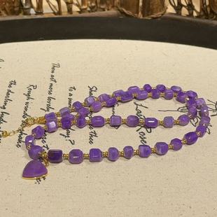 南非舒俱来紫罗兰钻切爱心吊坠项链/18K/40cm（燕喜）AZB10374