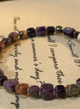 南非舒俱来泥地皇家紫魔方手串16cm微瑕（墨阑）AZB9992
