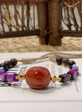 舒俱来皇家紫四棱珠南红随白奇楠0.6mm项链/70cm/ABQ5904（溪风）