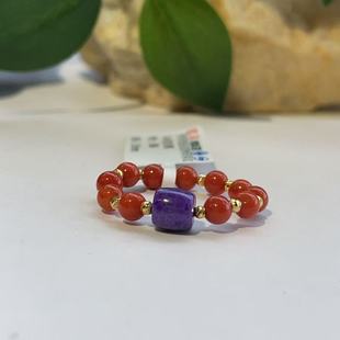 舒俱来皇家紫桶珠南红0.4戒指18K AZB4115 5.5mm