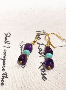 南非舒俱来酱紫魔方耳钩/s925（瑾禾）微瑕AZB10732