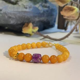 舒俱来紫红桶珠老蜜蜡珠0.6渐变手链 AZB4247 6mm