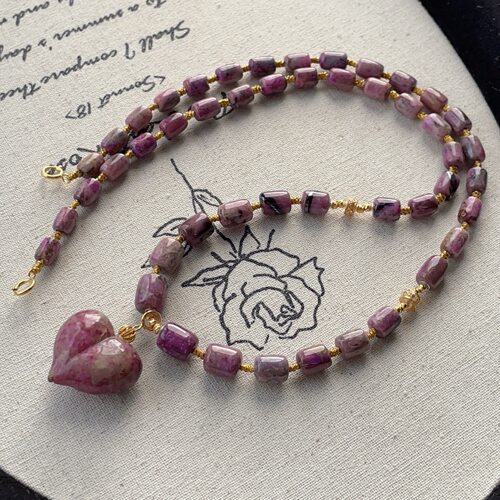 南非舒俱来桃红桶珠屁桃项链18k/45cm（茉书）AZB13774