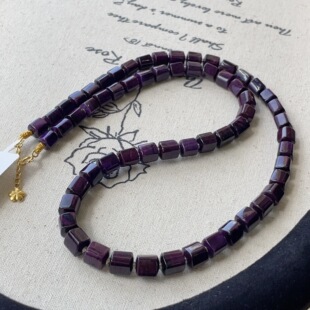 川辞 45cm AZB12639 18k 南非舒俱来帝王紫四棱珠项链