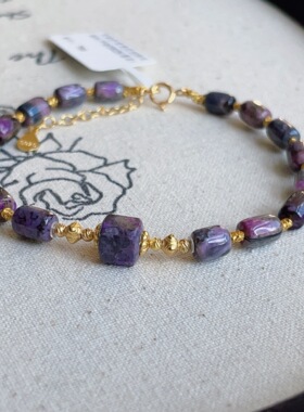 南非舒俱来泥地桃红桶珠手链S925(墨言)AZB13726