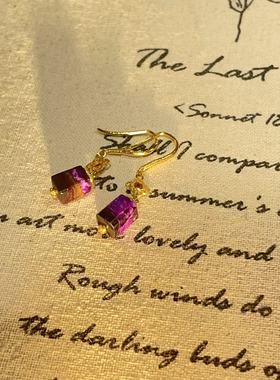 南非舒俱来红丝绒四棱珠耳钩18k（楚黛）AZB11234