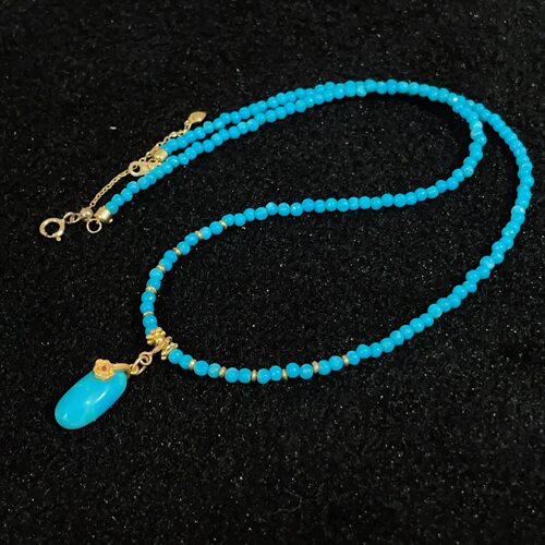 美松绿松石吊坠项链/s925/40cm/2mm(青橙)AZB16781