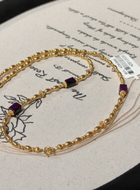 南非舒俱来玻璃红四棱珠18k万能项链40cm（婉予）AZB12020