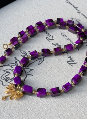 南非舒俱来红丝绒蝴蝶吊坠项链18k/40cm（昔予）AZB12735