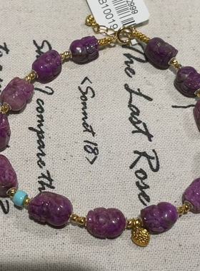 南非舒俱来桃红玉化貔貅手链/18k（蚀心）AZB10019