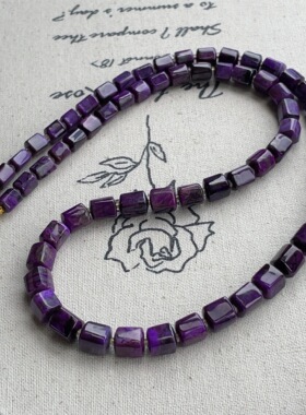 舒俱来泥地帝王紫四棱珠项链18k/45cm（清宁）AZB12098