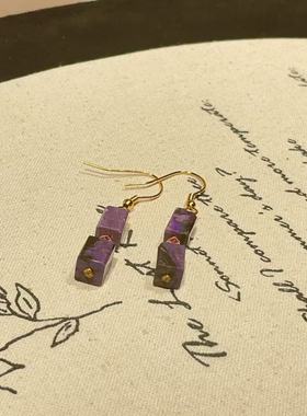 南非舒俱来皇家紫四棱珠耳钩S925（南初）AZB10680