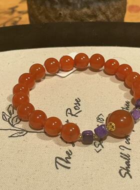 南非舒俱来皇家紫魔方南红圆珠手串18k(南夏)AZB10635