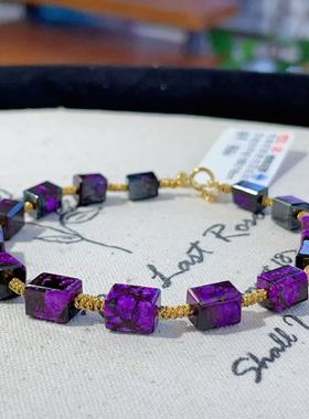 南非舒俱来夹层红丝绒四棱珠手链18K/16cm微瑕（梦竹）AZB7871