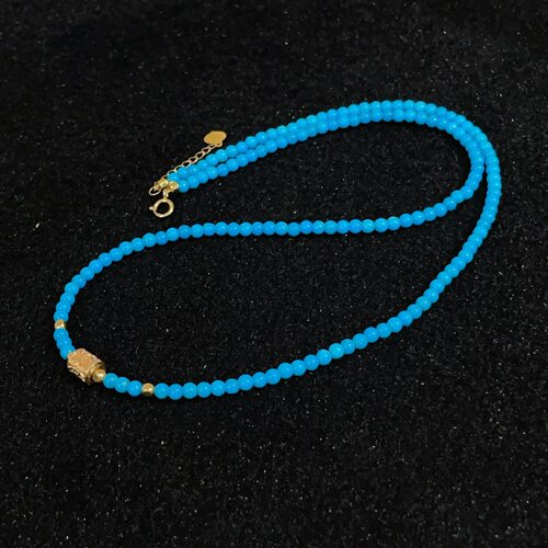 美松18K绿松石圆珠项链40cm