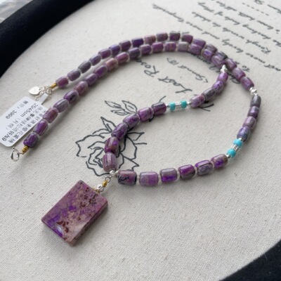 南非舒俱来樱花紫桶珠无事项链/s925/45cm（月桐）AZB12151