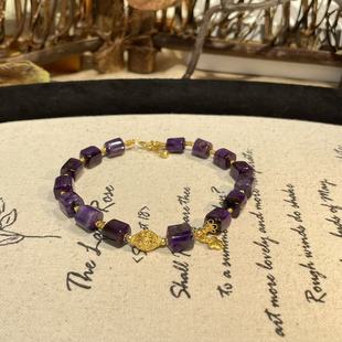 AZB8295 长乐 南非舒俱来夹层皇家紫四棱珠手链18K 16cm
