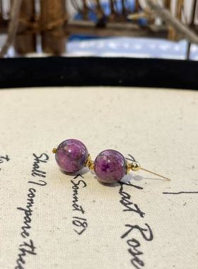 舒俱来酱红圆珠耳钉18k/约9mm+/AZB6709（婉约）