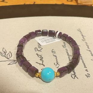 AZB10672 司南 南非舒俱来帝王紫四棱珠绿松圆珠单圈 18k