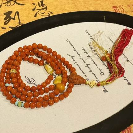 南红玛瑙龙头蜜蜡项链AZB0252