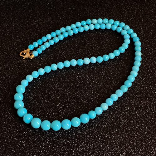 绿松石美松圆珠塔项链/s925/45cm/AZB16898(烟辞)4-6mm